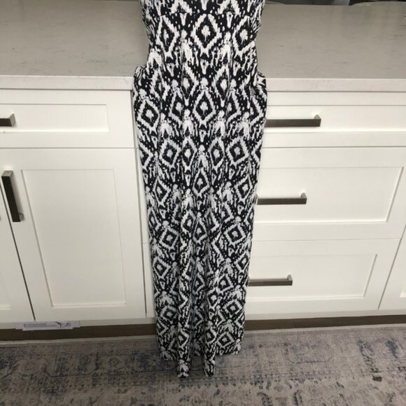 Artizan Robin Signature Pull On Abstract Print Maxi Dress Blk White Sz S NWOT - Picture 2 of 10